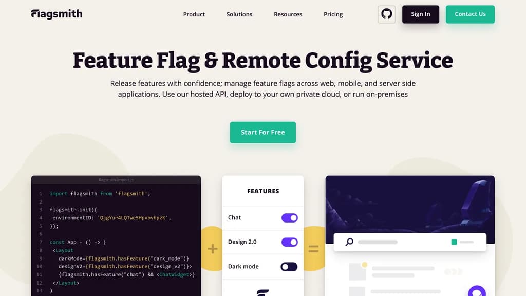 Screenshot of Flagsmith website