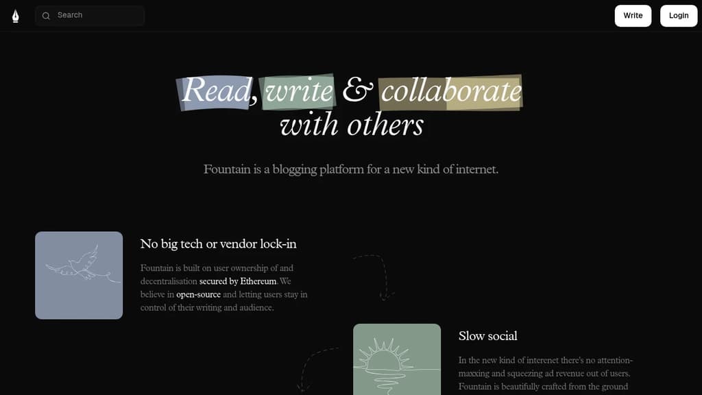 Screenshot of Fountain website