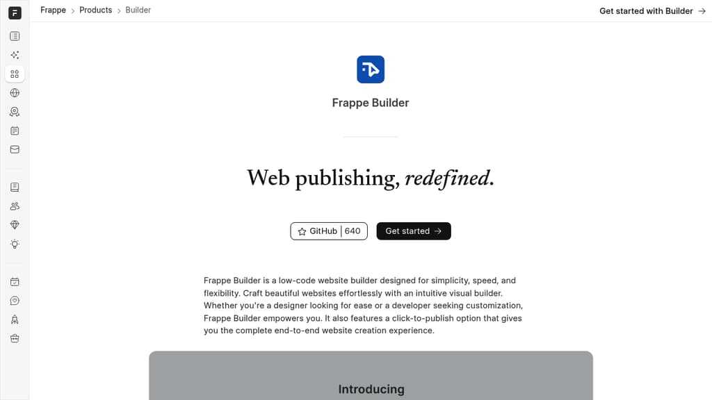Screenshot of Frappe Builder website