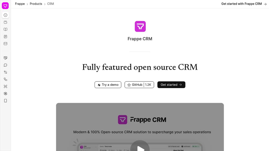 Screenshot of Frappe CRM website