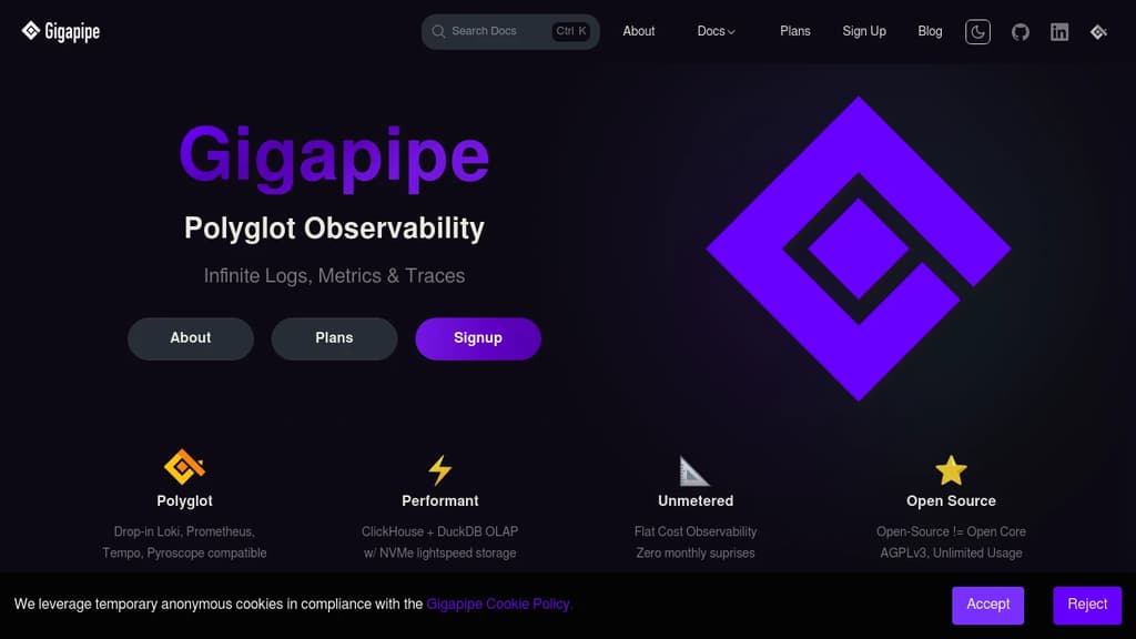 Screenshot of Gigapipe website