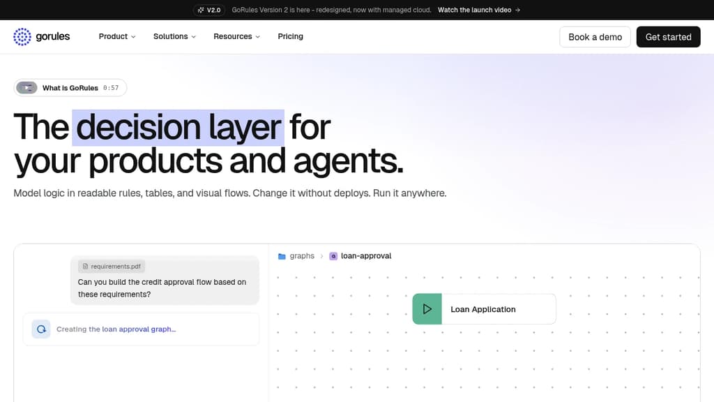 Screenshot of GoRules website