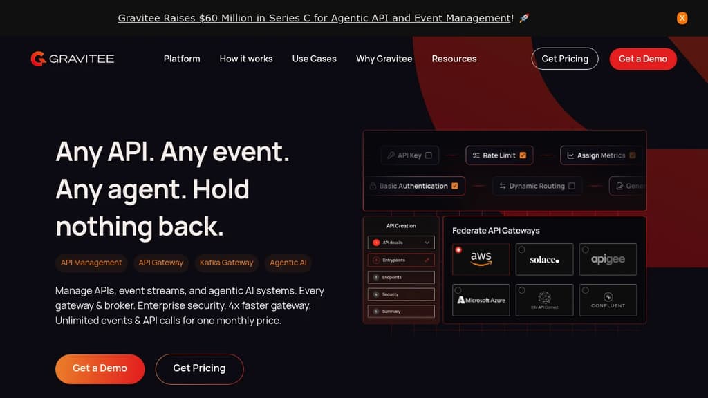 Screenshot of Gravitee website