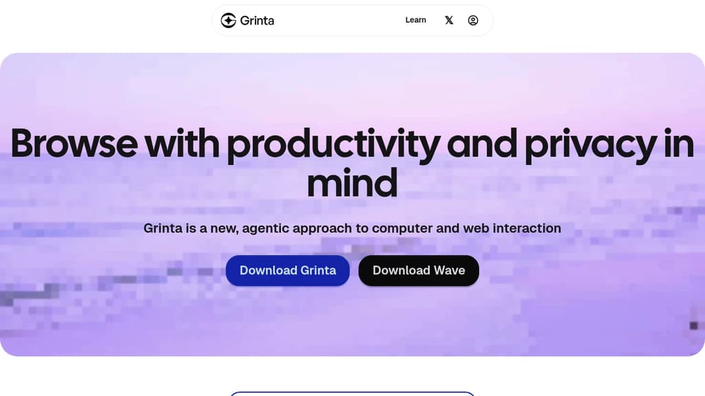 Screenshot of Grinta website