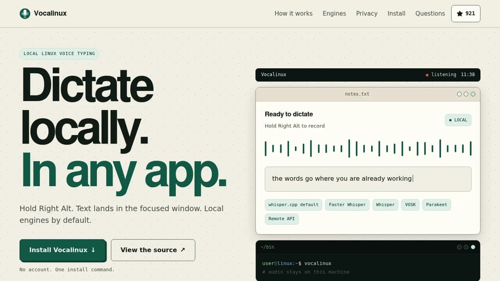 Screenshot of Vocalinux