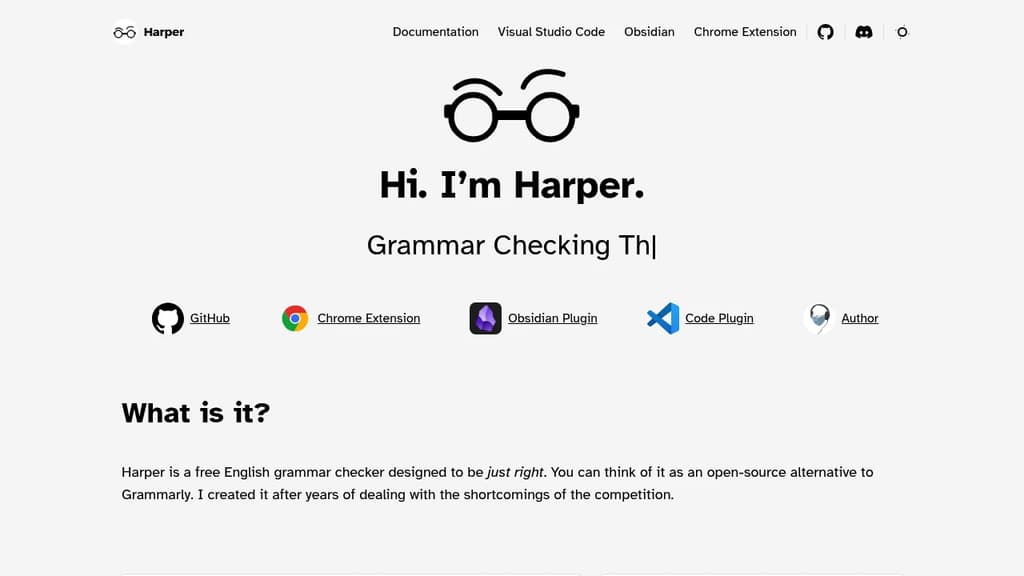 Screenshot of Harper website