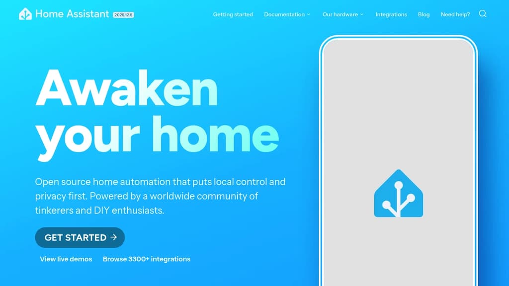 Screenshot of Home Assistant website