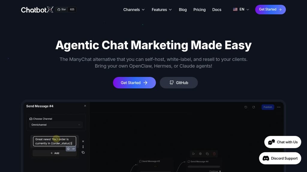 Screenshot of ChatbotX