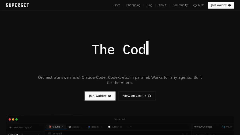 Screenshot of Superset website