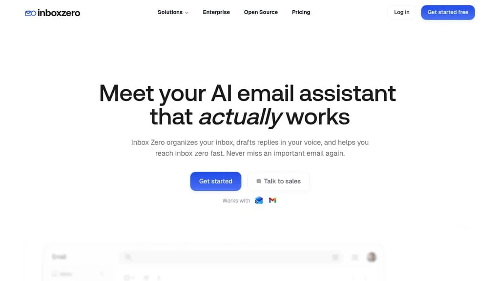 Screenshot of Inbox Zero website