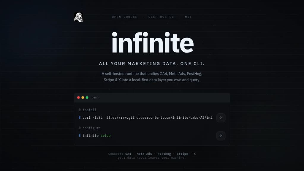 Screenshot of Infinite website