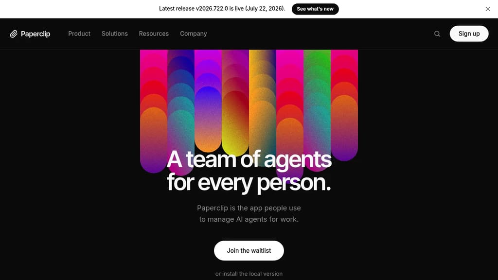 Screenshot of Paperclip website