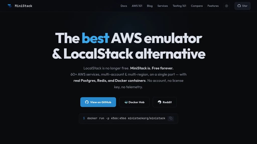 Screenshot of MiniStack