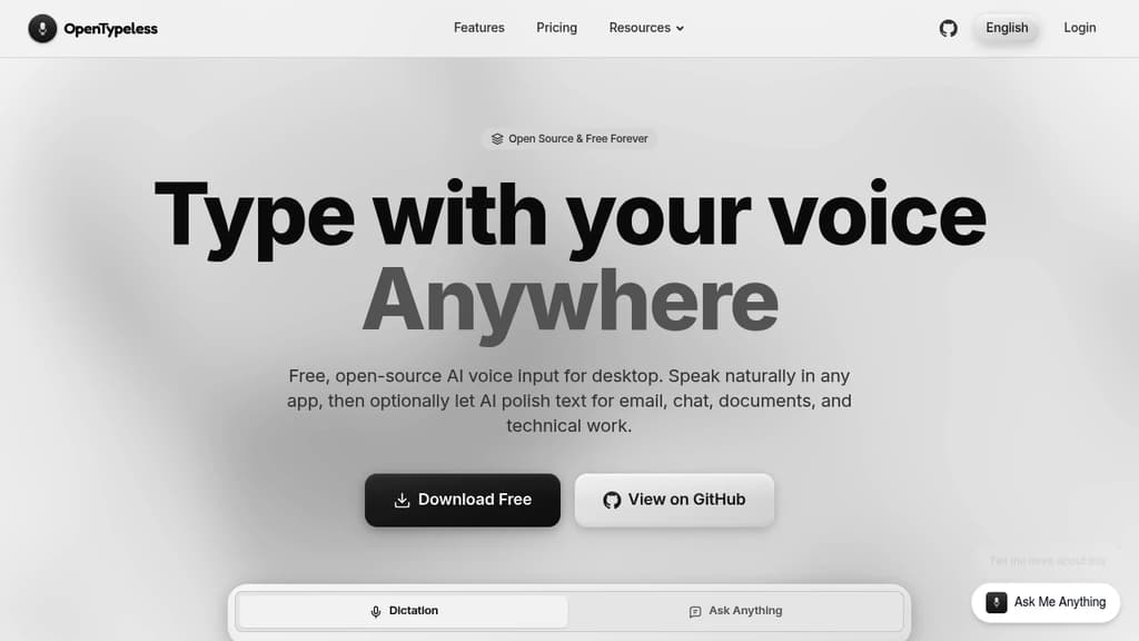 Screenshot of OpenTypeless