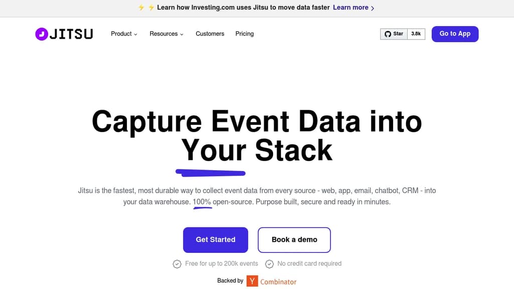 Screenshot of Jitsu website