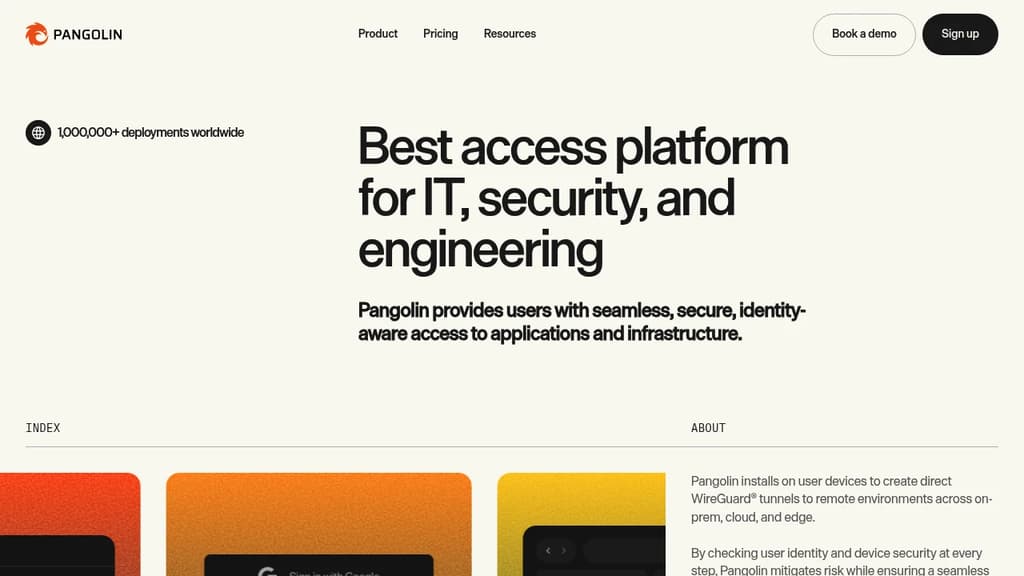 Screenshot of Pangolin website