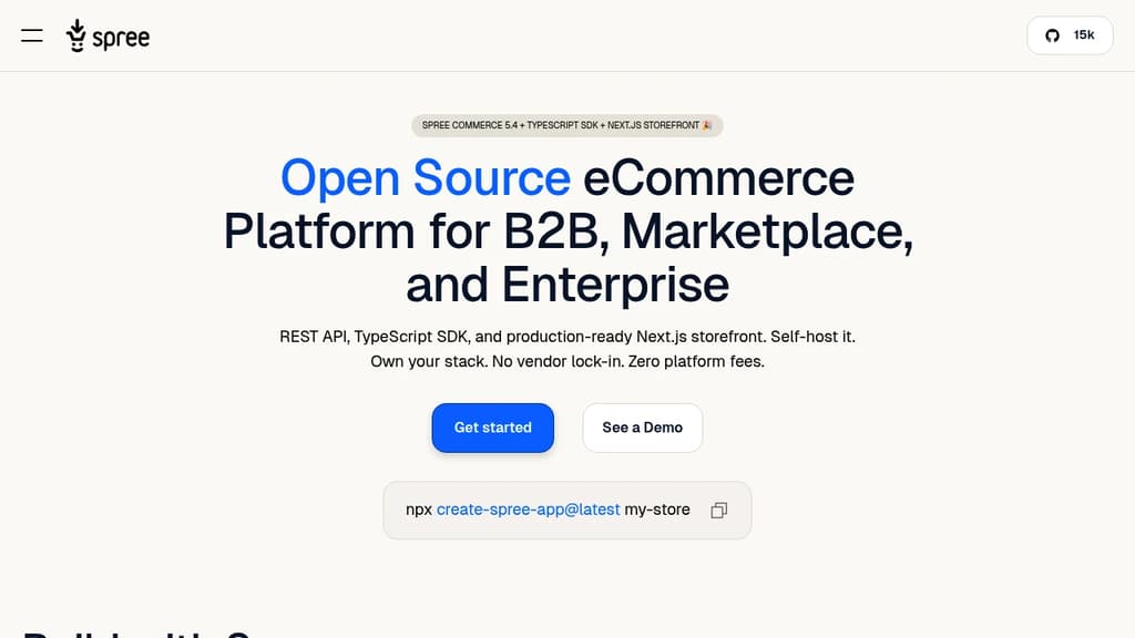 Screenshot of Spree Commerce website