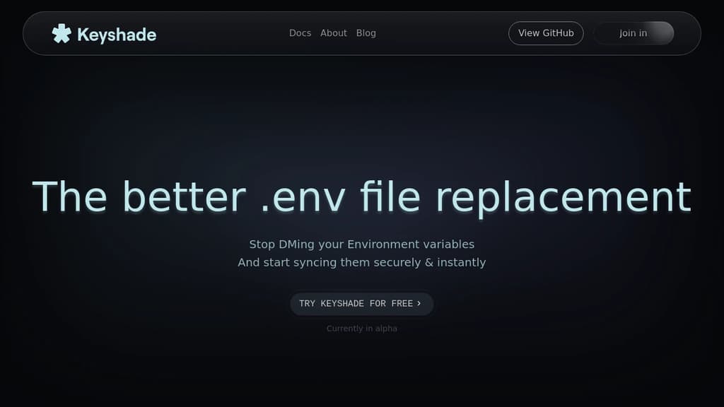 Screenshot of Keyshade website