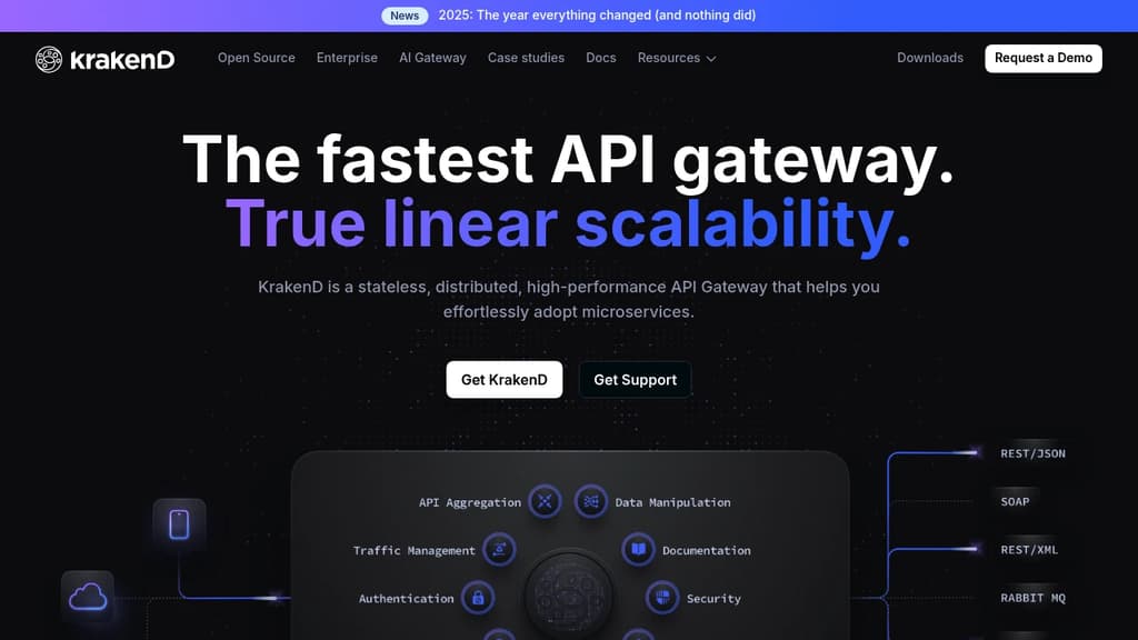 Screenshot of Krakend website
