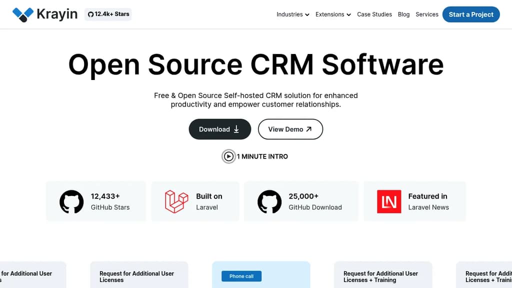 Screenshot of Krayin website