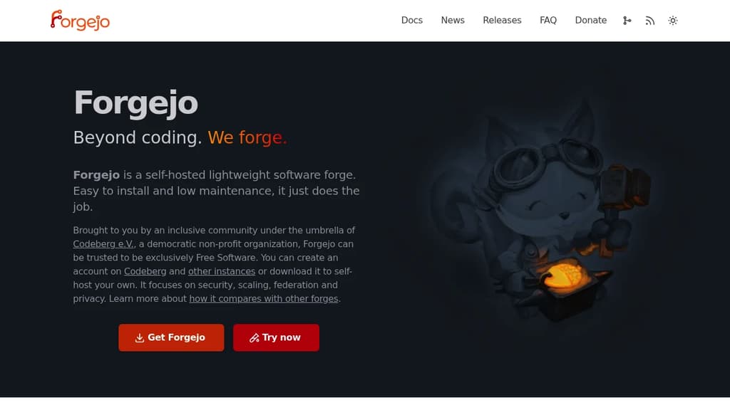 Screenshot of Forgejo website