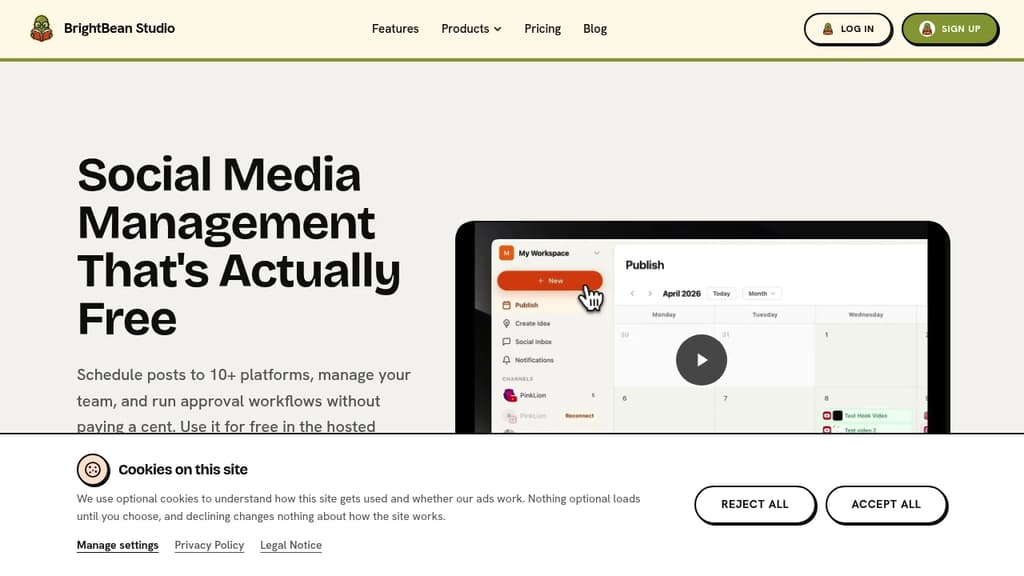 Screenshot of BrightBean Studio