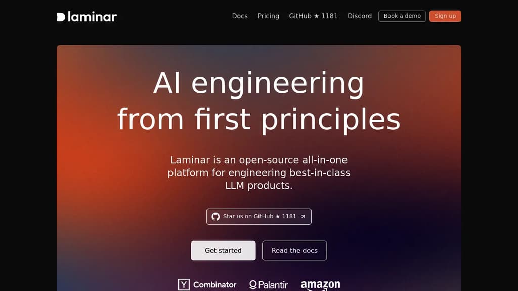 Screenshot of Laminar website