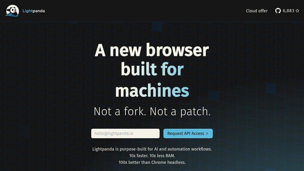 Screenshot of Lightpanda website