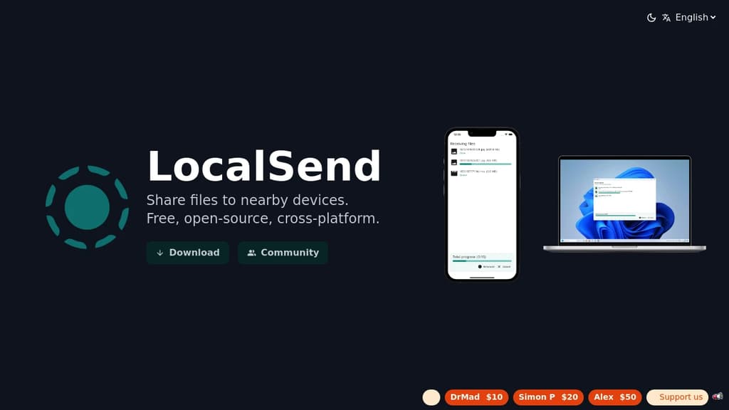 Screenshot of LocalSend website