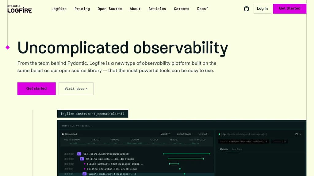 Screenshot of Logfire