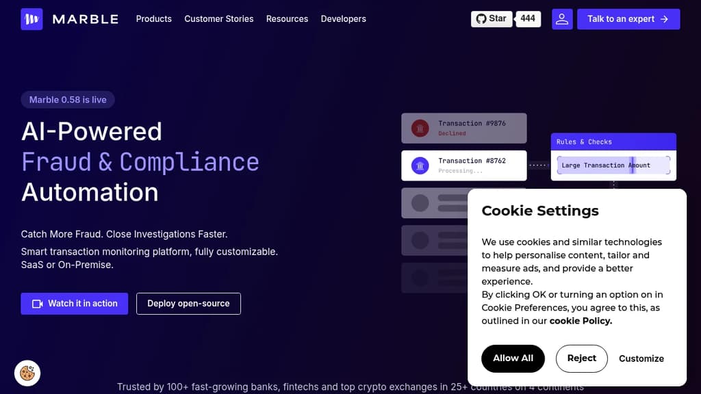 Screenshot of Marble website