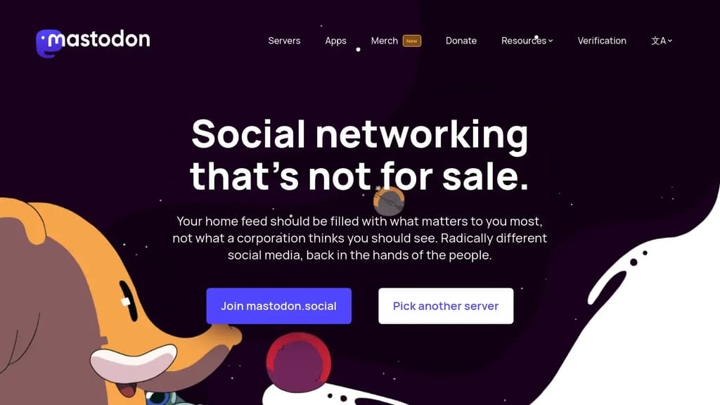 Screenshot of Mastodon website