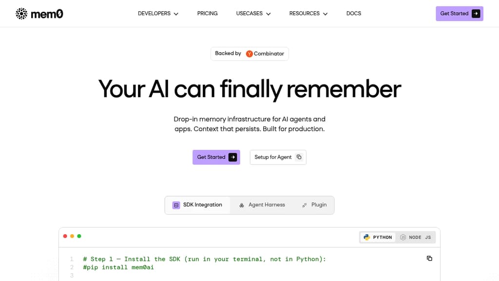 Screenshot of Mem0