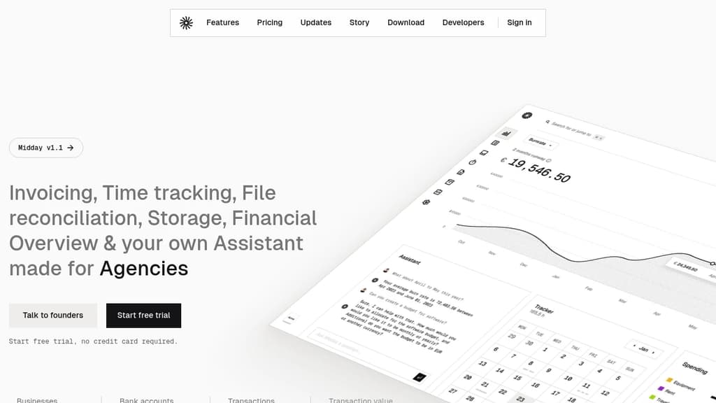 Screenshot of Midday website