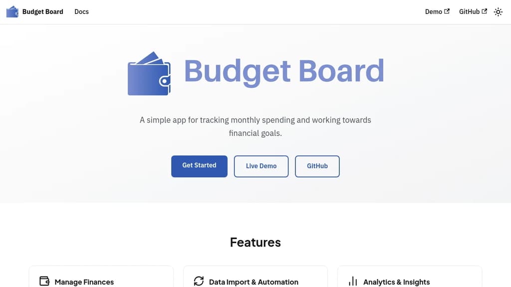 Screenshot of Budget Board