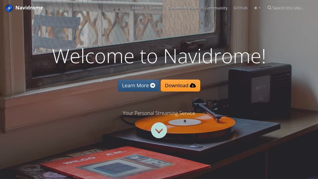 Screenshot of Navidrome website