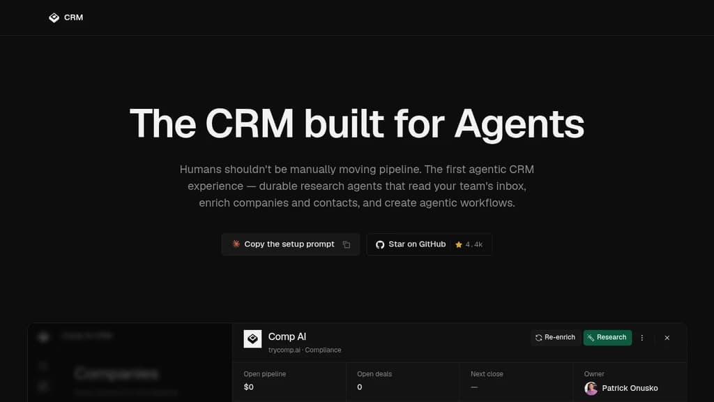 Screenshot of CRM website