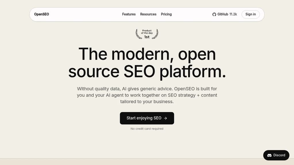 Screenshot of OpenSEO website