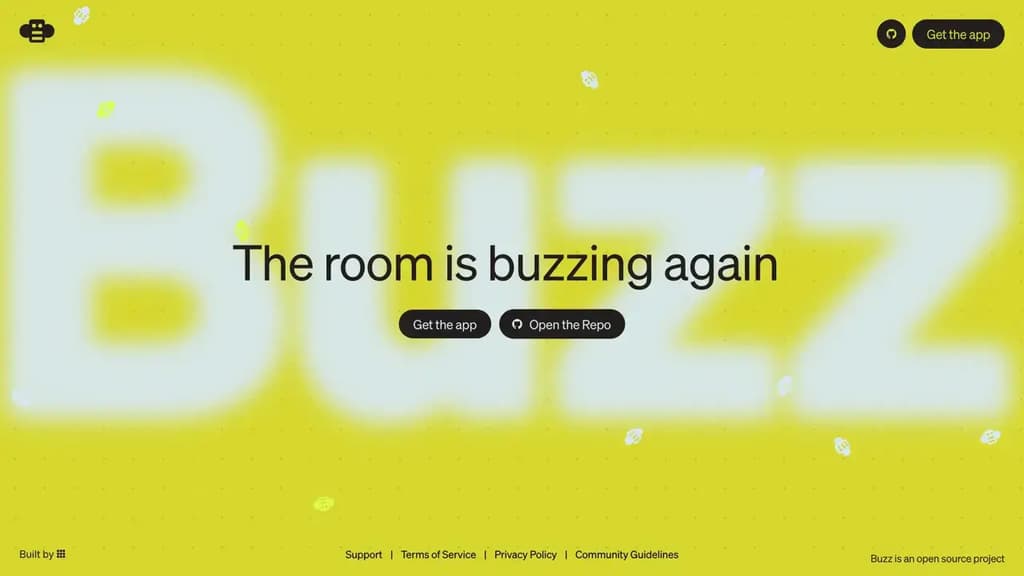 Screenshot of Buzz website