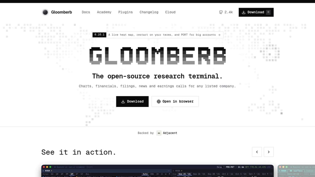Screenshot of Gloomberb