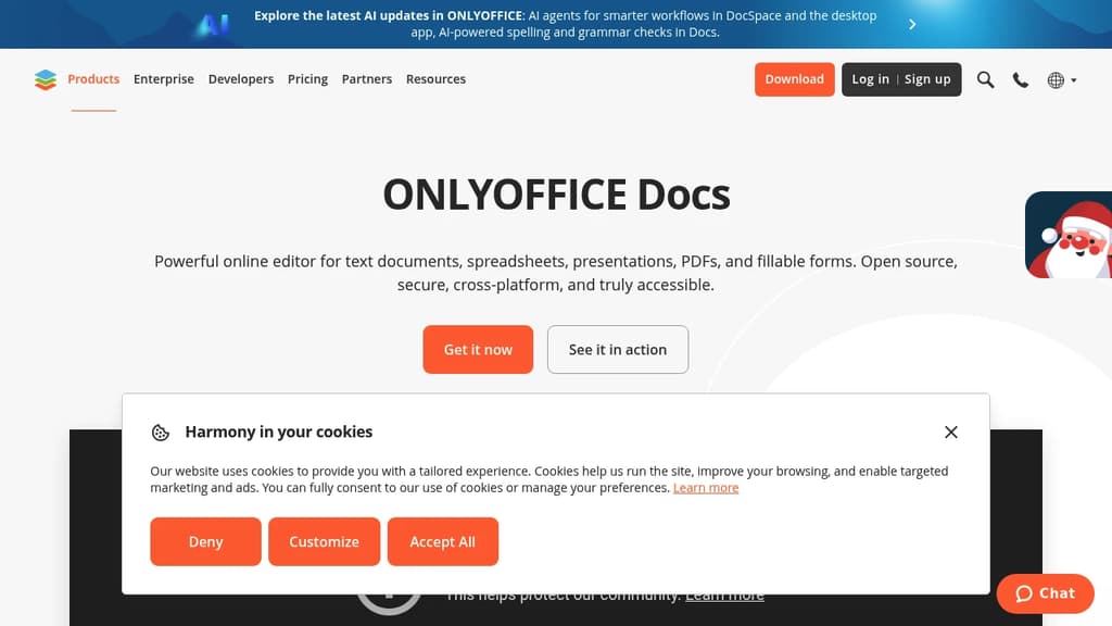 Screenshot of ONLYOFFICE Docs website