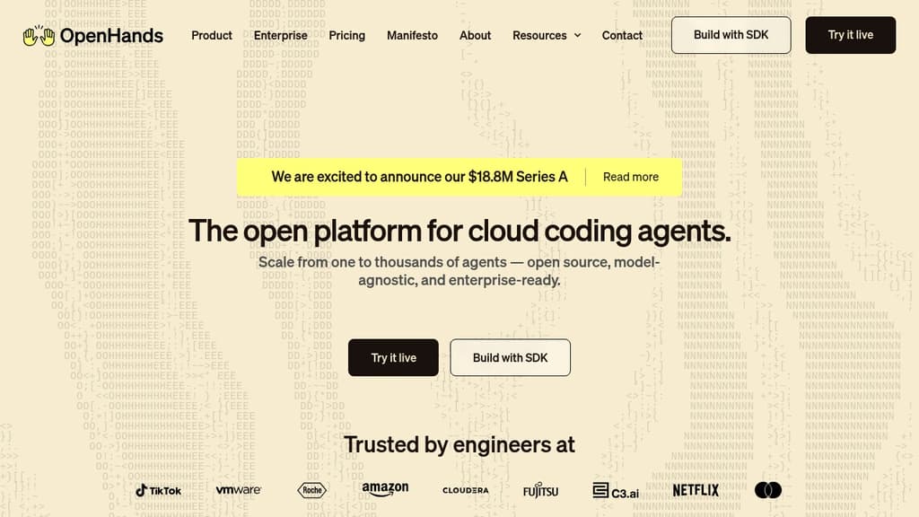 Screenshot of OpenHands website