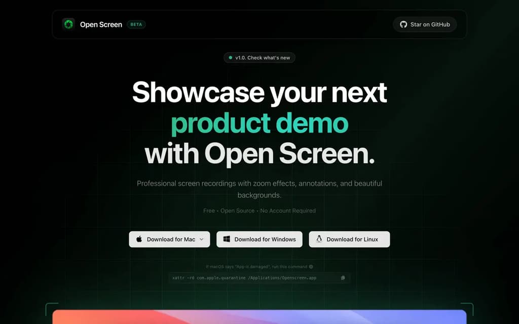 Screenshot of OpenScreen