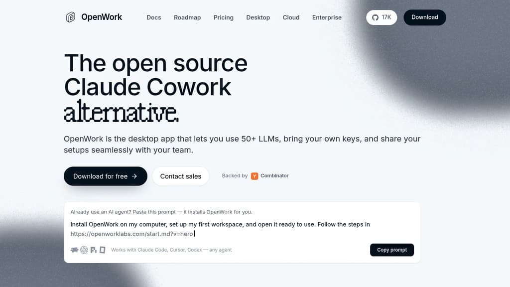 Screenshot of OpenWork website