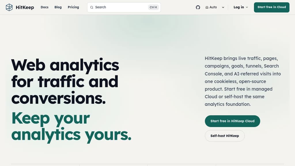Screenshot of HitKeep website