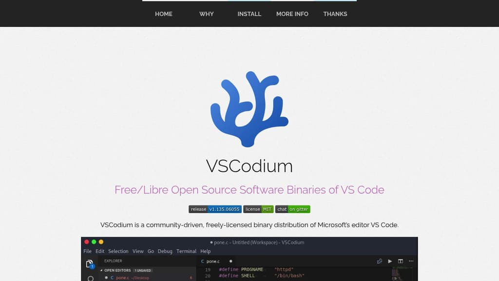 Screenshot of VSCodium
