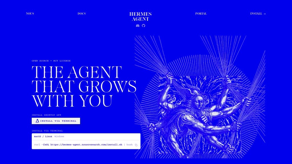 Screenshot of Hermes Agent website