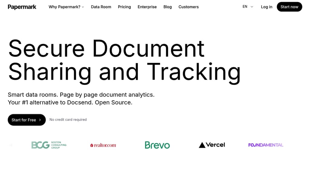 Screenshot of Papermark website