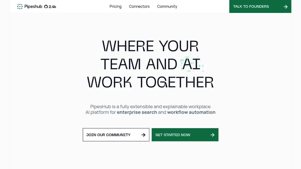 Screenshot of PipesHub website
