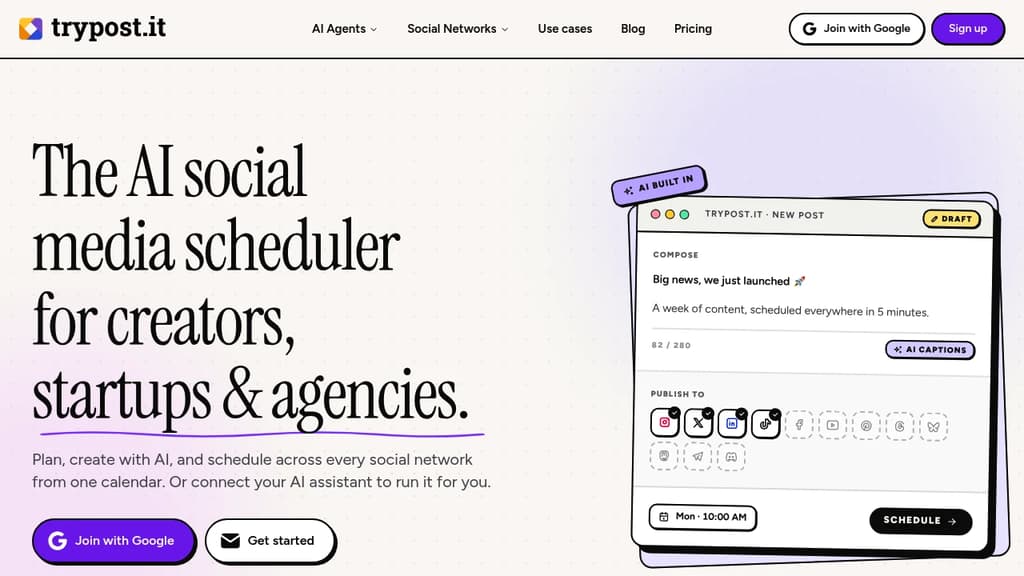 Screenshot of TryPost website